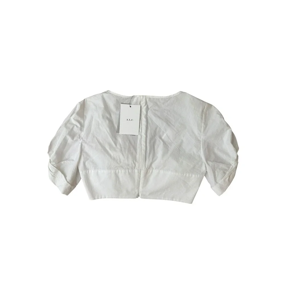 A.L.C. Crop Top Ryan White Cotton Puff Sleeve Knot Bust size 0